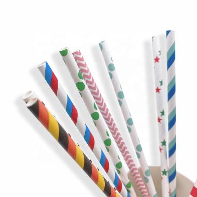 China biodegradable & Customized Colorful Eco Friendly Disposable Drinking Flexible Biodegradable Printing Beverage Food Grade Stripe Paper Wrapping Paper Packaging Straw for sale