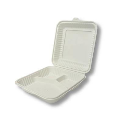 China Custom ECO LOGO Green Biodegradable Folding Disposable Biodegradable Take Out Bento Fast Food Container for sale