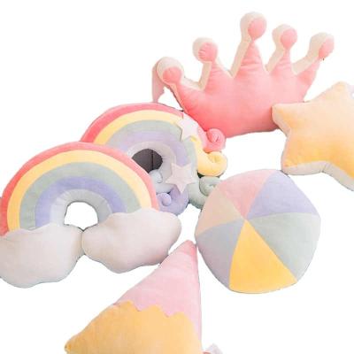 China Game Factory Wholesale High Quality Soft Rainbow Cloud Stuffed Plush Toy Cushion 3D Tile for sale