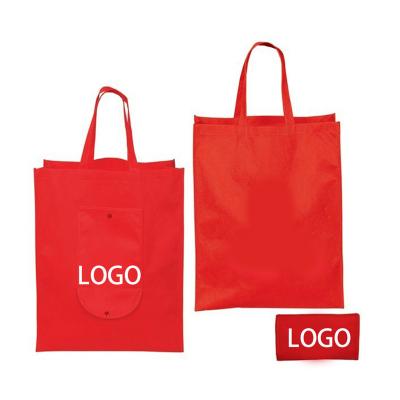 China Wholesale Custom Handled Logo Fold Up Reusable Nonwoven Convenient Fold Bag Storage Pouch Bag Eco-Friendly Shopping Bags for sale