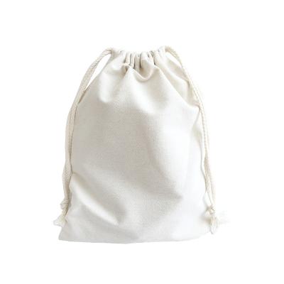 China Rope Handle Wholesales Custom Printed Logo 10 oz Cotton Canvas Drawstring Gift Pouch Blank Eco Cotton String Bag for sale