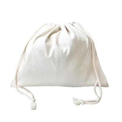 China Rope Handle Wholesales Custom Printed Logo 10 oz Cotton Canvas Drawstring Gift Pouch Blank Eco Cotton String Bag for sale