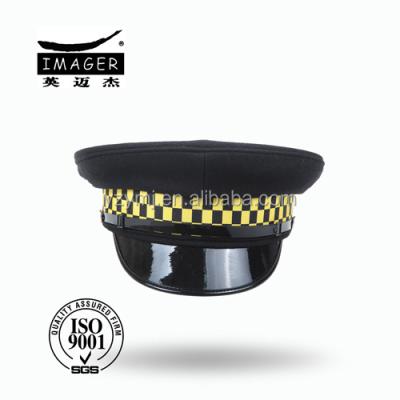 China Polyester / Cotton Style UK Police Peaked Hat With Check Tape for sale