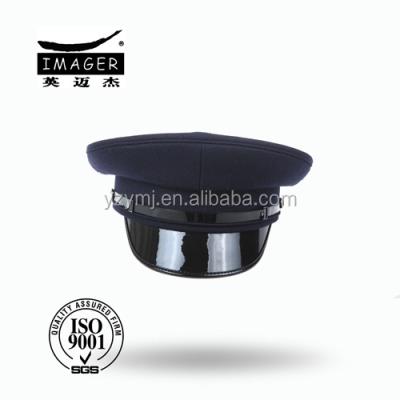 China Cotton Polyester / Navy Corps Military Hat With Good Quality Leather Strap And Leather Crest for sale