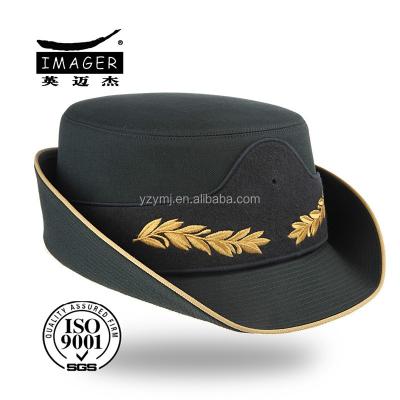 China Striped Fitted Military Top Chief Hat With Back Flap for sale