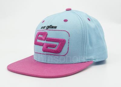 China Ladies Snapback Cotton Twill Baseball Caps Light Blue With Plastic Back Strips for sale