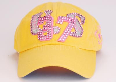 China Fashion Yellow 6 Panels Cotton Baseball Caps Adjustable , Hip Hop Hat for sale