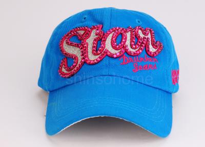 China Lady / Women Blue Cotton Twill Embroidered Baseball Caps Hat For Sports for sale