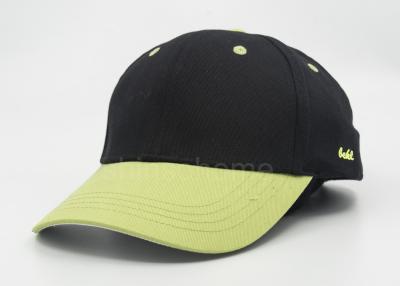 China Curved Brim Cotton Twill Plain Baseball Caps Black With Green 56 - 60 cm for sale