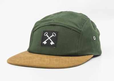 China Military Style 100% Cotton Hat Flat Bill With Weave Patch Logo , Plastic Buckle for sale