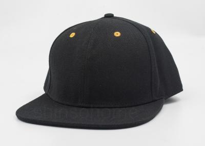 China Classic Man Black Flat Bill Hats Embroidery Six Panel With Square Brim for sale