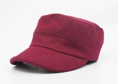 China Flex Fit Red Cotton Military Cap 100% Cotton For Adults , Elastic Back for sale