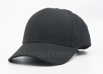 China Man Golf Black Plain Baseball Caps Acrylic With Plastic Back Closure for sale