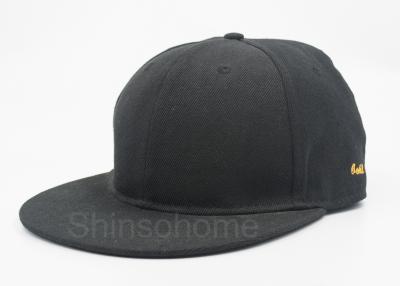 China 100% Acrylic Full Black Plain Baseball Caps Woven Label , Baseball Team Hats for sale