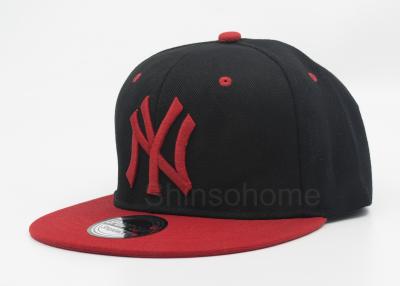 China Hip-Hop Boy / Girl Flat Bill Hats Snapback Acrylic Classic Black With Red for sale