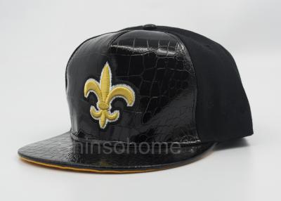 China Adjusted Embroidery Flat Bill Hats Leather With Acrylic , College Baseball Caps for sale