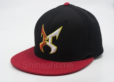 China Black And Red Flexfit 100% Cotton Baseball Hats , Hip Hop Snapback Caps for sale