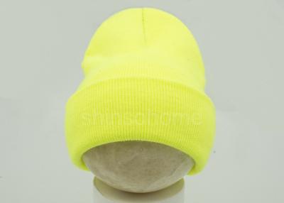 China Acrylic Winter Fluorescence Green Beanie Hats Knitted Super Elastic for sale