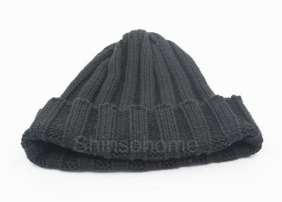 China Cotton Cashmere Beanie Hat Knitting Pattern Flexible Black Style for sale