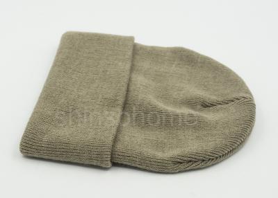 China Plain Flexible Cotton Blend Winter Men Beanie Hats Brown For Adults for sale