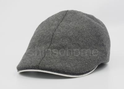 China Plain Winter Wool Beret Bucket Hat 6 Panels With Flocking Fabric Lining for sale