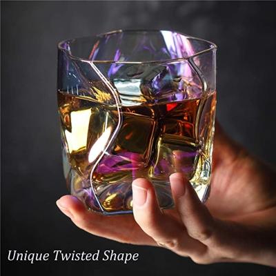 China Luxury Whiskey Glasses Lead Free Bar Colored Hand-Blown 10 Ounce Cocktail Glass Lowball Crystal Glass for sale