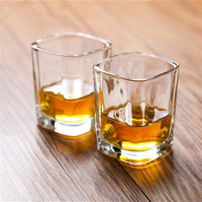 China Square Mini Goblet Transparent Glass Food Grade Portable Shot Glasses for sale