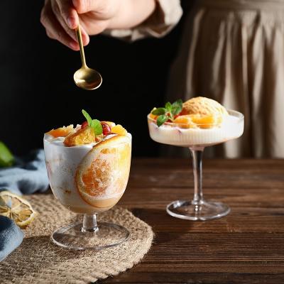 China Modern handmade high-footed crystal glass ice cream cup dessert cup cocktail glass for sale