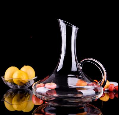 China Free Sample Wholesale Stocked Oblique Mouth Round Crystal Glass Wine Decanter for sale