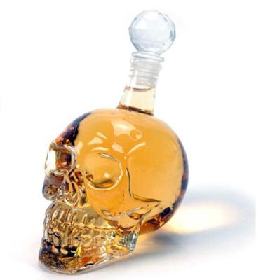 China Stocked Crystal Whiskey 1L 2Skull Decanter with Crystal Stopper. for sale