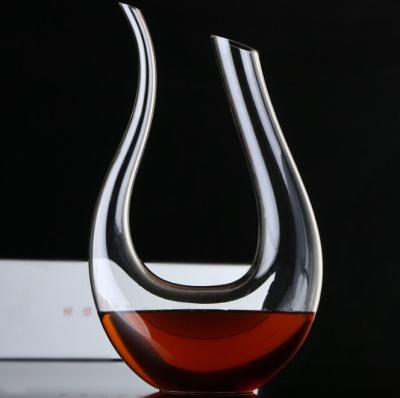 China Wholesale 1500ml Luxurious Crystal Red Wine Brandy Champagne Glass Decanter Bottle U Shape Modern Wine Decanter for sale