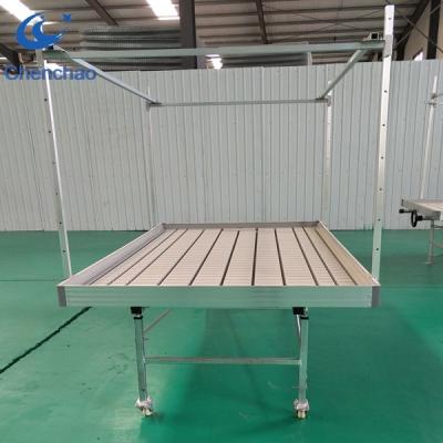 China Agriculture Planting Mobile Benches Raising Tables For Commercial Plants Greenhouse Bench On Wheels for sale