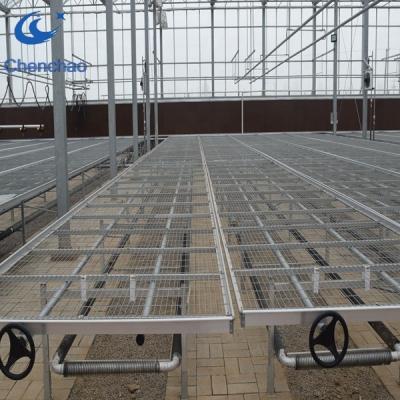 China Stable Structure Welded Wire Mesh Steel Greenhouse Rolling Benches for sale