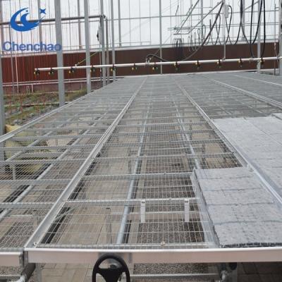 China Stable Structure Agricultural Mobile Greenhouse Equipment Welded Mesh Seedling Table for sale