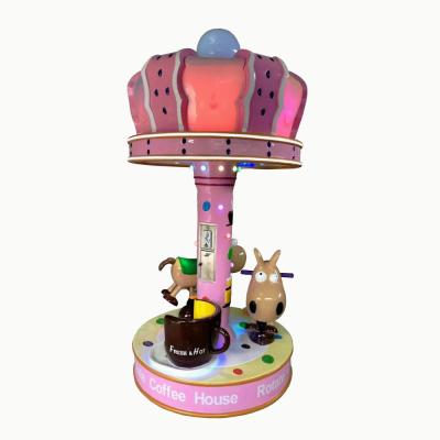 China Cheerful Fiberglass Cafe Carousel 3 Seats Go Round Mini Carousel For Sale for sale