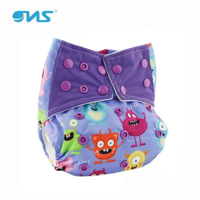 China Double Row Printed Snaps Printed Polyester Cloth Diaper For Inner Baby Suede Cloth Without Inserts for sale