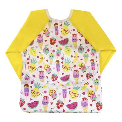 China Long Sleeve Baby Bib Kids Waterproof Long Sleeve Pocket Bib Long Wrapped Bib for sale