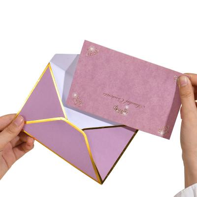 China Eco-friendly high quality custom logo printing pearl paper envelopes with love heart loop for invitation for sale