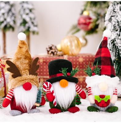 China Christmas Party Decoration Supplies Plaid Hat Forest Old Man Ornaments Antlers Shrink Mini Christmas Toys for sale