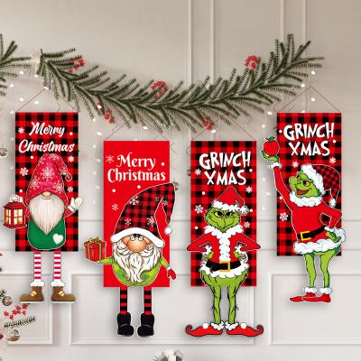 China Christmas Party Grinch Foot Hanging Garden No Face Hanging Flag for sale