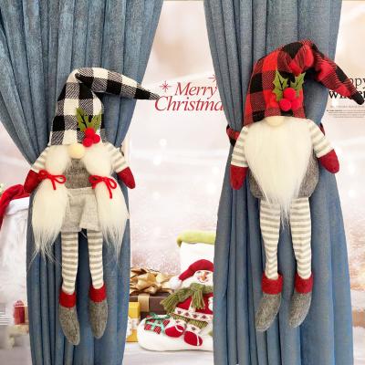 China Christmas Party Decorations Gnome Couples Plaid Forester Christmas Curtain Buckle for sale