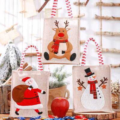 China New Christmas festive Christmas decoration supplies sack canvas three-dimensional children's embroidery gift bag Christmas storage bag for sale