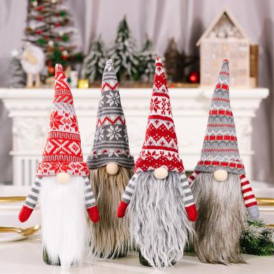 China Christmas home decoration decor European and American style knitted old man's long beard Christmas plush wine bottle faceless bag for sale