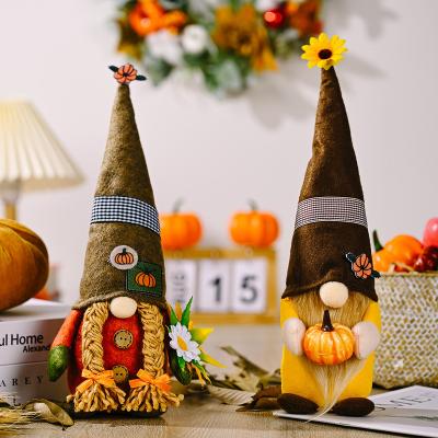 China Halloween Party Autumn Harvest Festival Decorations Brown Headed Faceless Doll Rudolph Autumn Festival Hat Decorations for sale