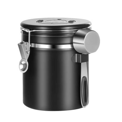 China 1.5L Heatable Coffee Canister With Airtight Scoop Coffee Container Stainless Steel Storage Canister Set For Coffee Beans Tea for sale