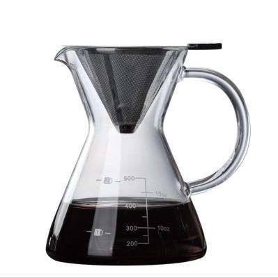 China WITH LID Hand Drip Coffee Pot Coffee Server Kettle Coffee Maker Heat Resistant Glass Teapot for sale