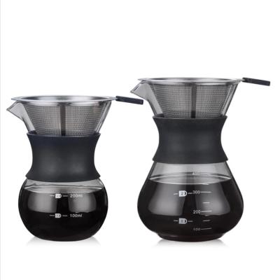 China WITH LID Glass Coffee Kettle With Stainless Steel Filter Drip Brewing Hot Brewer Coffee Pot Dripper Bartender Pour Over Coffee Maker for sale