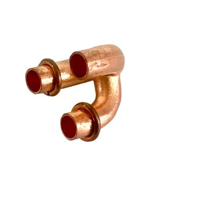 China Refrigeration Air Conditioning Copper Elbow Tee Pipe Fittings Parts Tripod Return Bends Equal for sale