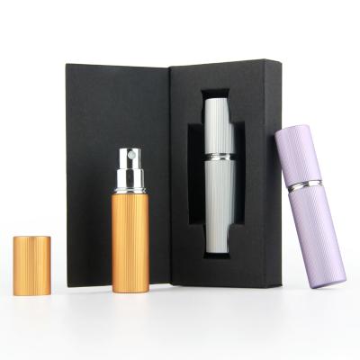 China Personal Care 5ML Refillabel Aluminum Perfume Bottle Customized Logo Atomizer Bottle With Paper Box Package for sale