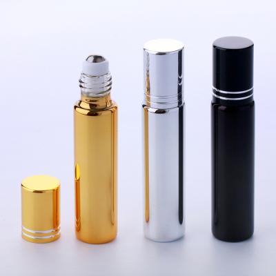 China Personal Care 10ml Mini UV Essential Oil Bottle Roll On Perfume Bottles Glass Ball Roller Essential Oil Bottles for sale